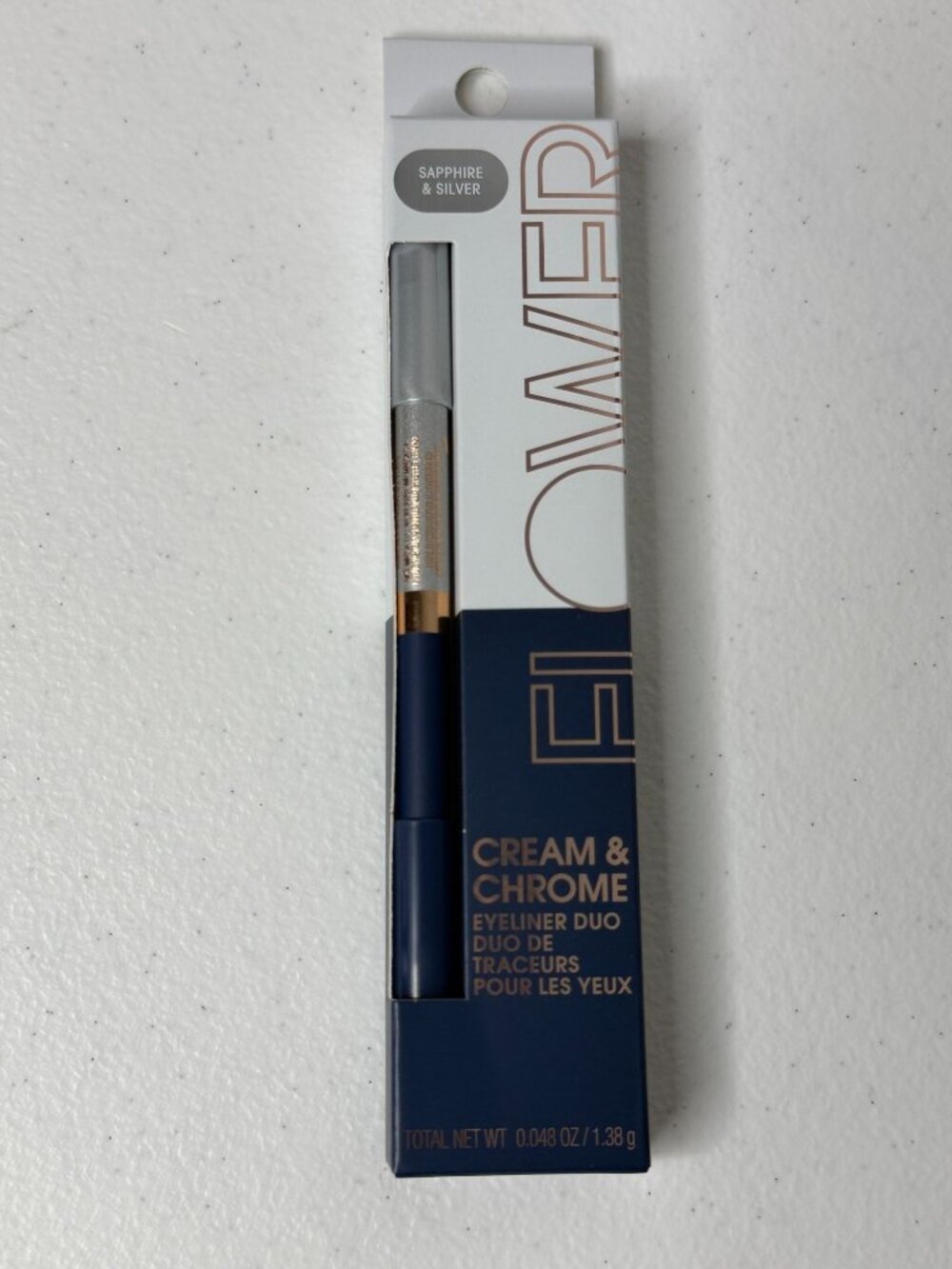 Flower Beauty Cream Chrome Eyeliner Duo Sapphire Silver Metallic